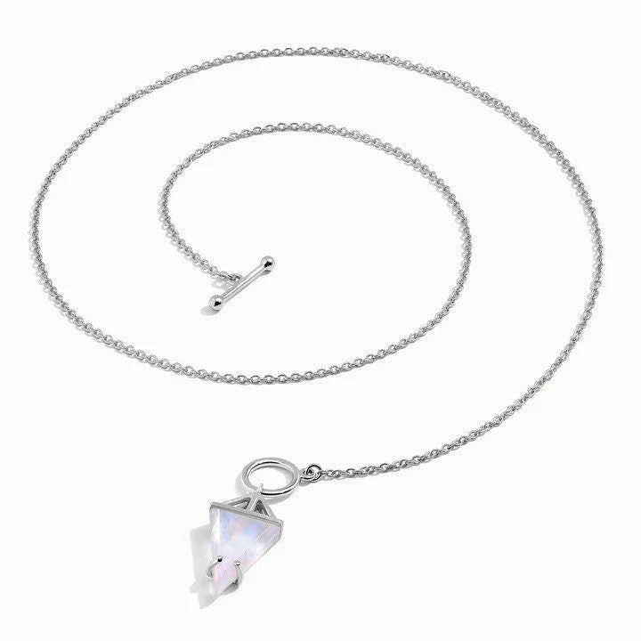 Rainbow Moonstone Necklace Handmade 925 Sterling Silver Gold Vermeil Rose Gold Vermeil Triangle Rainbow Moonstone Pendant gift Woman & Girls