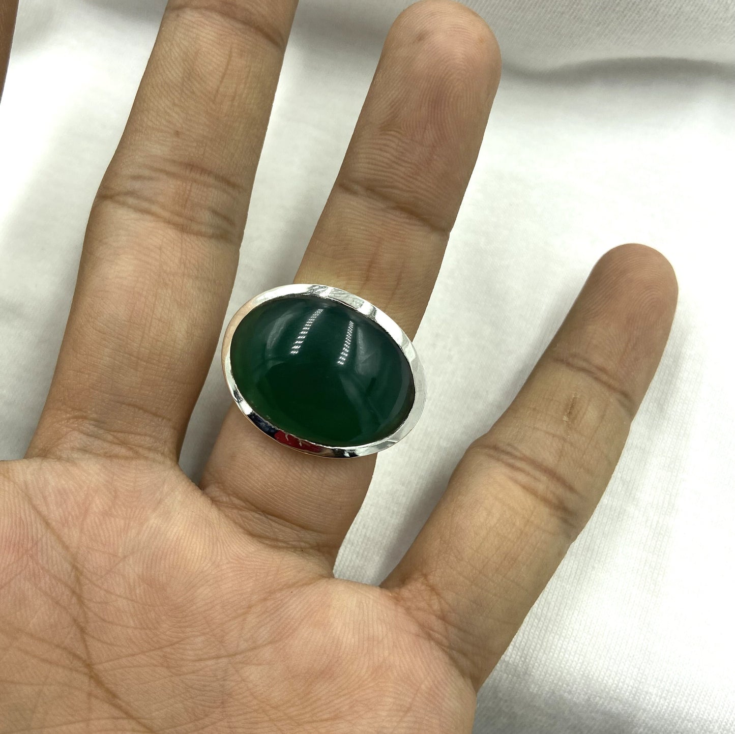 Natural Green Onyx Ring, handmade Ring, 92.5% Silver Ring, Onyx Ring, 925 Solid Sterling Silver Ring, green onyx, Ring for Women, Boho Ring