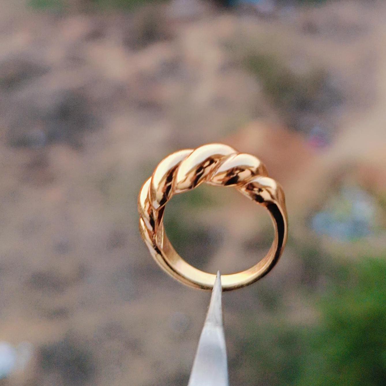 18K Gold Dome Ring Thick Chunky Ring Adjustable Wide Ring Croissant Ring Stackable Ring Chunky Gold Ring Signet Ring for Women Gift for Mom