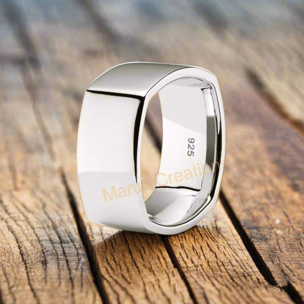 Square Cigar Band Ring Handmade jewelry 925 Solid Sterling Silver | Geometric Cube Ring For Everyday wear