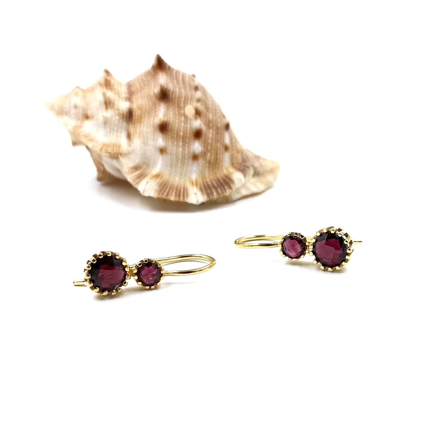Labradorite, garnet, Moonstone, Rose Quartz dual stone earrings Gold Plated & Sterling Silver Round Stone earring prong setting Earrings