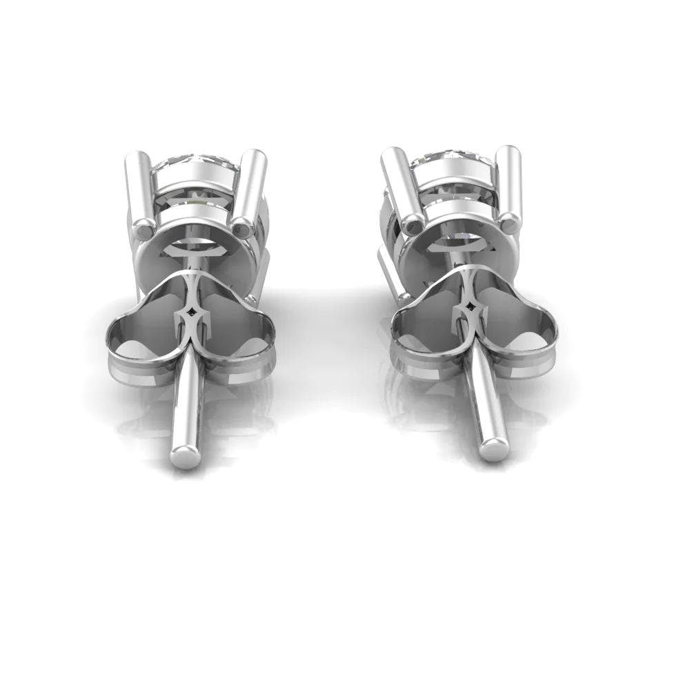 AAA CZ Diamond Studs-Silver Four Prong Round Sparkle Unisex Studs-Clear CZ Stud Earrings-Cubic Zirconia Studs 3mm/4mm/5mm/6mm/7mm Earrings