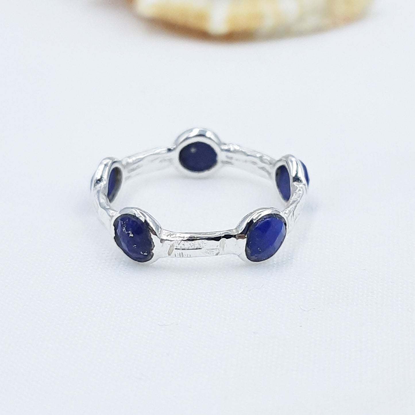 Blue Lapis Lazuli Eternity Ring, Dainty Stacking Ring, Band Ring, Lapis Lazuli Ring, Lapis Gemstone Ring, Blue Stone Band Ring