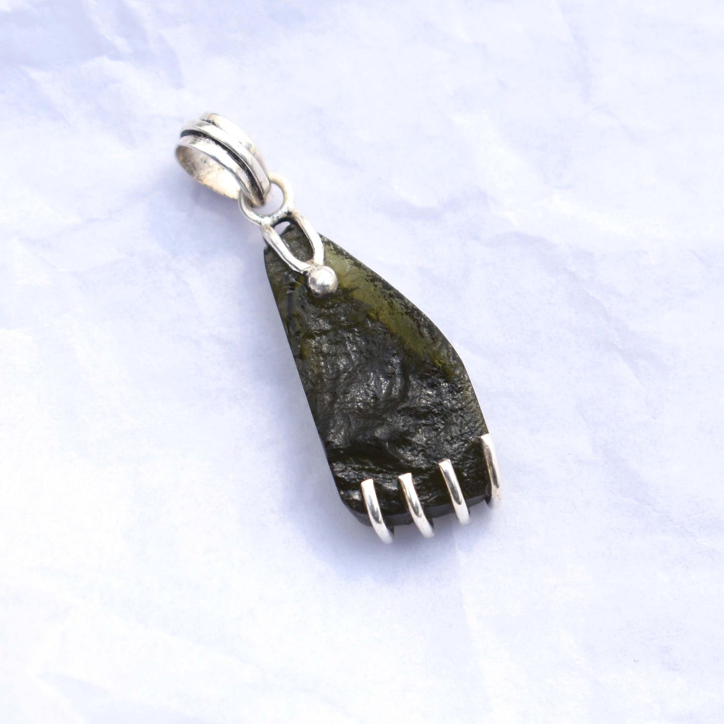 Natural 100% Genuine Raw Moldavite Pendant Meteorite 925 Sterling Silver Handmade Pendant New Design Moldavite Jewelry Gift For Women's