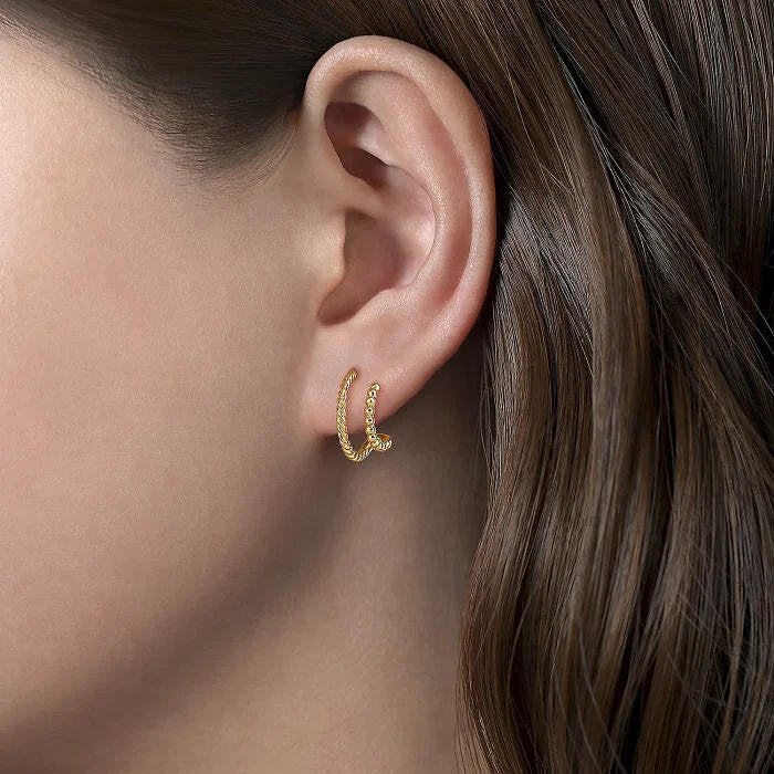 18k Gold Vermeil Hoop Earrings - Thick Double Hoops Earrings - Gold Huggie Hoop Earring - Simple Bobble Huggie Hoops Earrings - Gift for Her