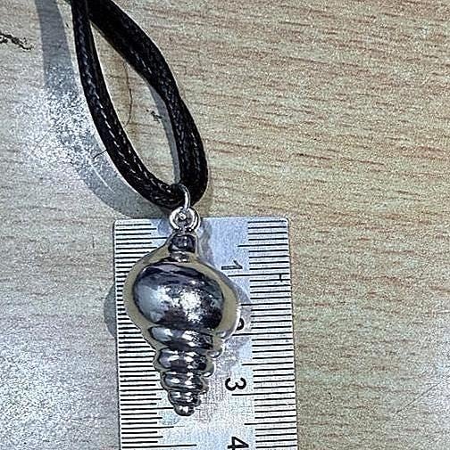 Sea Shell Pendant with Black Adjustable thread