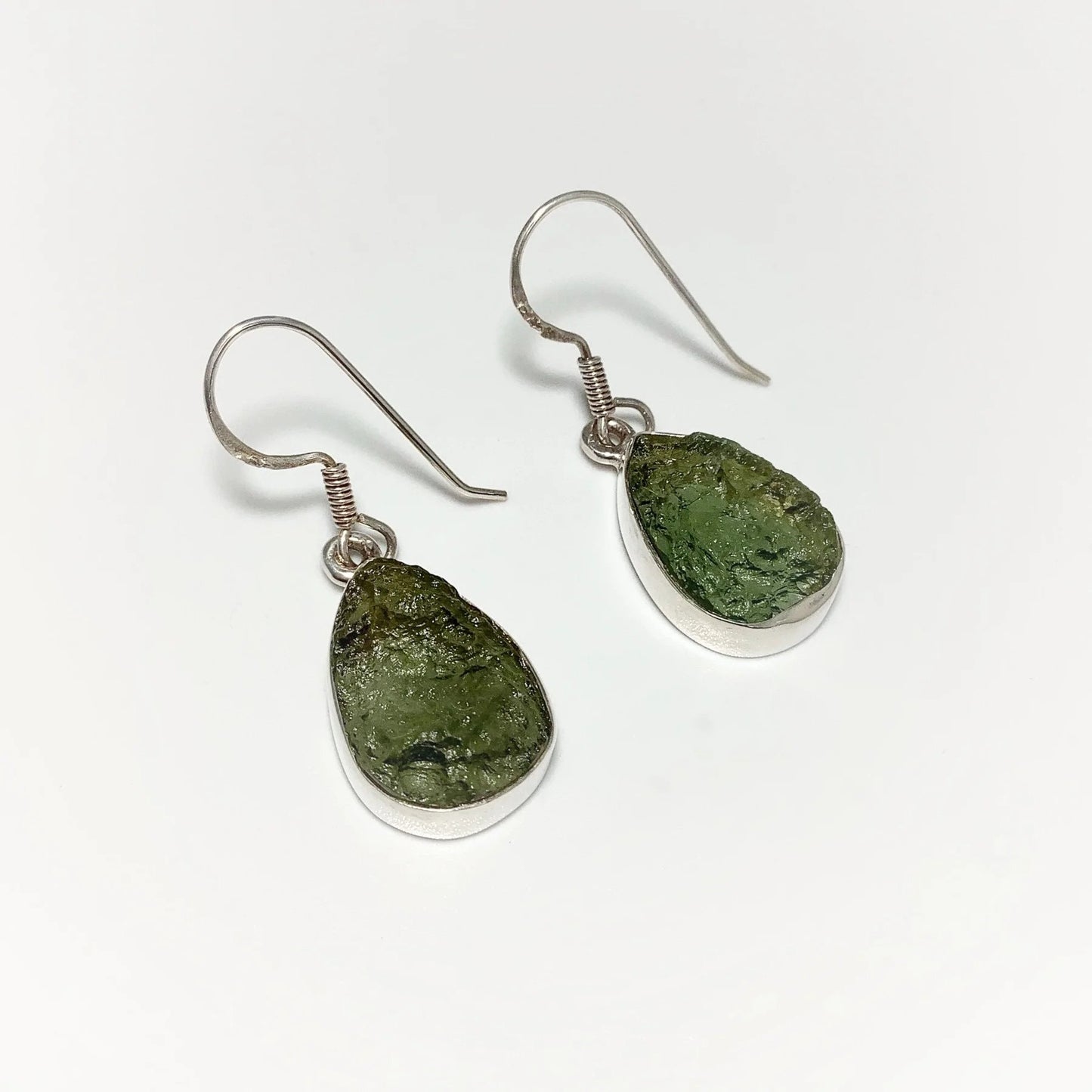 Moldavite Earrings 925 Sterling Silver Czech Republic AAA+ Quality Natural Top Moldavite Rough Healing Gemstone Handmade Earrings Gifts