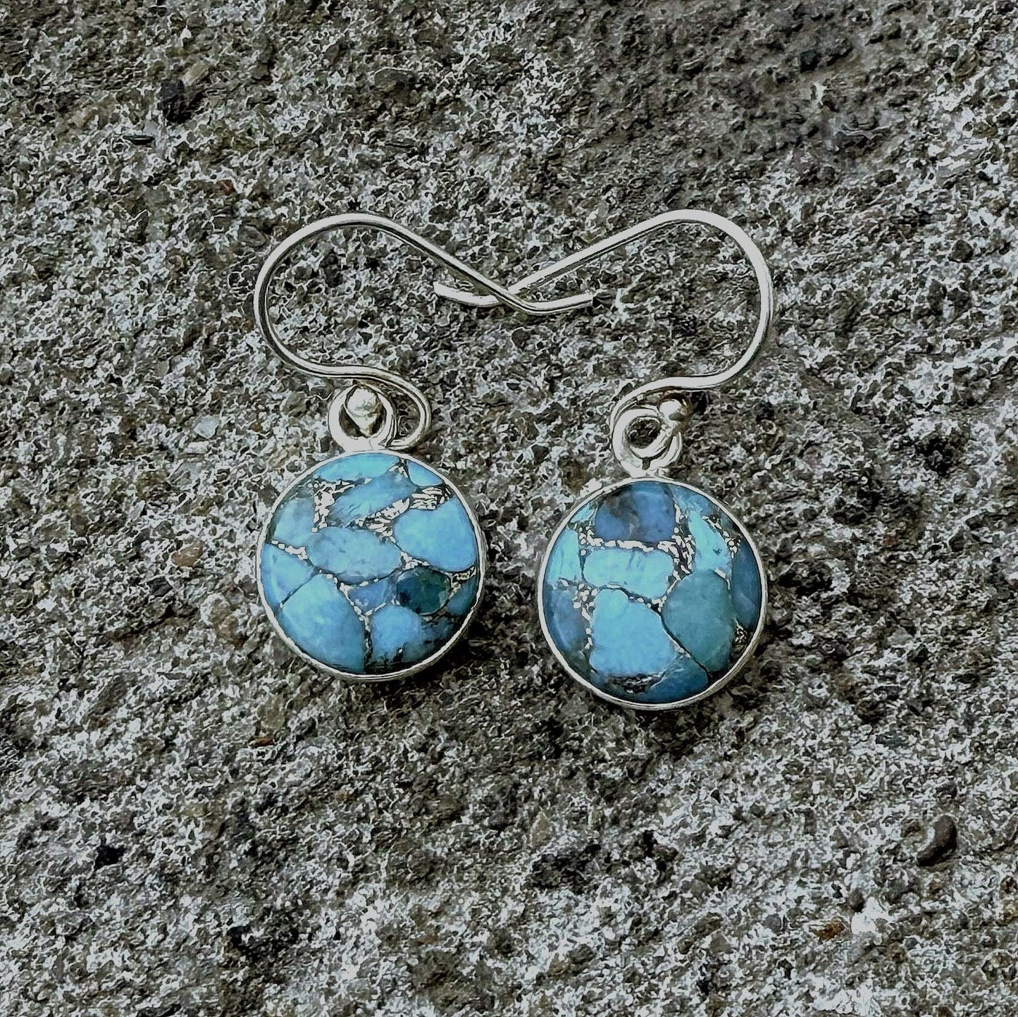 Copper Turquoise Hoop Earrings, 925 Sterling Silver, Handmade Earrings, Stylish Silver Earring, Women Earrings, For Her, Mother’s Day Gift
