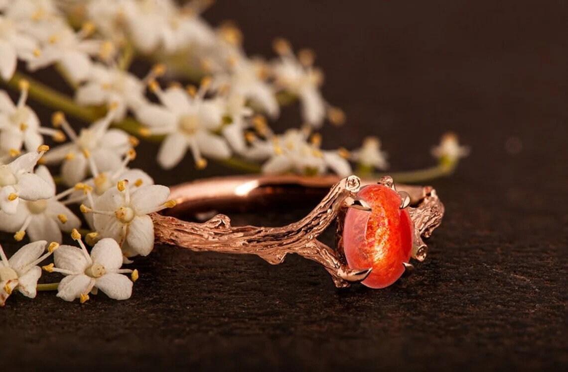 Sunstone Ring, 925 Sterling Silver Ring, Sunstone Jewelry, Natural Gemstone Ring, Silver Birthstone Ring, Handmade Gift for Her, Stone Ring