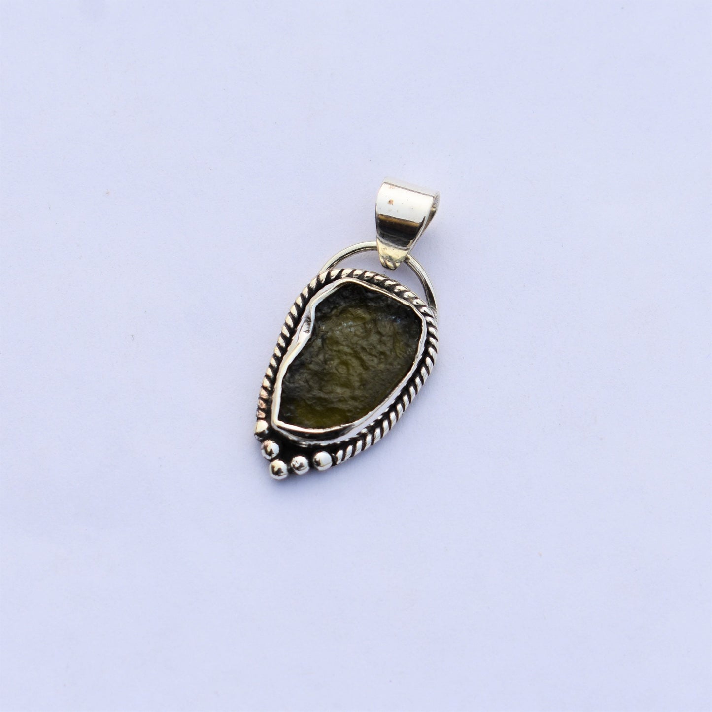 Moldavite Pendant 925 Solid Sterling Silver Handmade Pendants Natural Moldavite Rough Gemstone Pendant Birthday gift For woman and girls