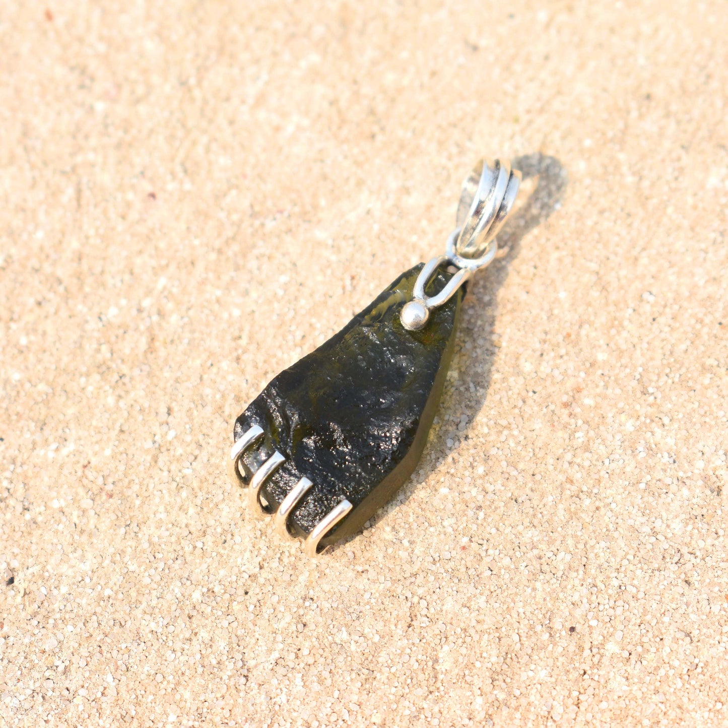 Natural 100% Genuine Raw Moldavite Pendant Meteorite 925 Sterling Silver Handmade Pendant New Design Moldavite Jewelry Gift For Women's