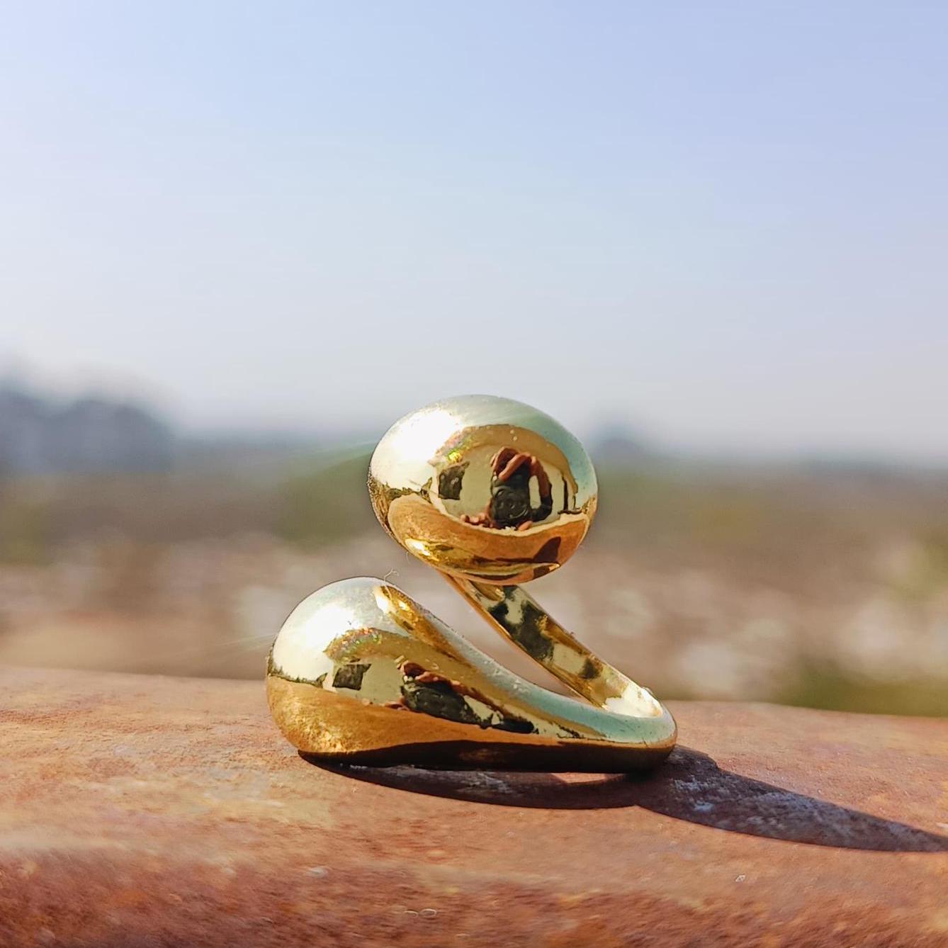 Gold Dome Ring Thick Chunky Ring Adjustable