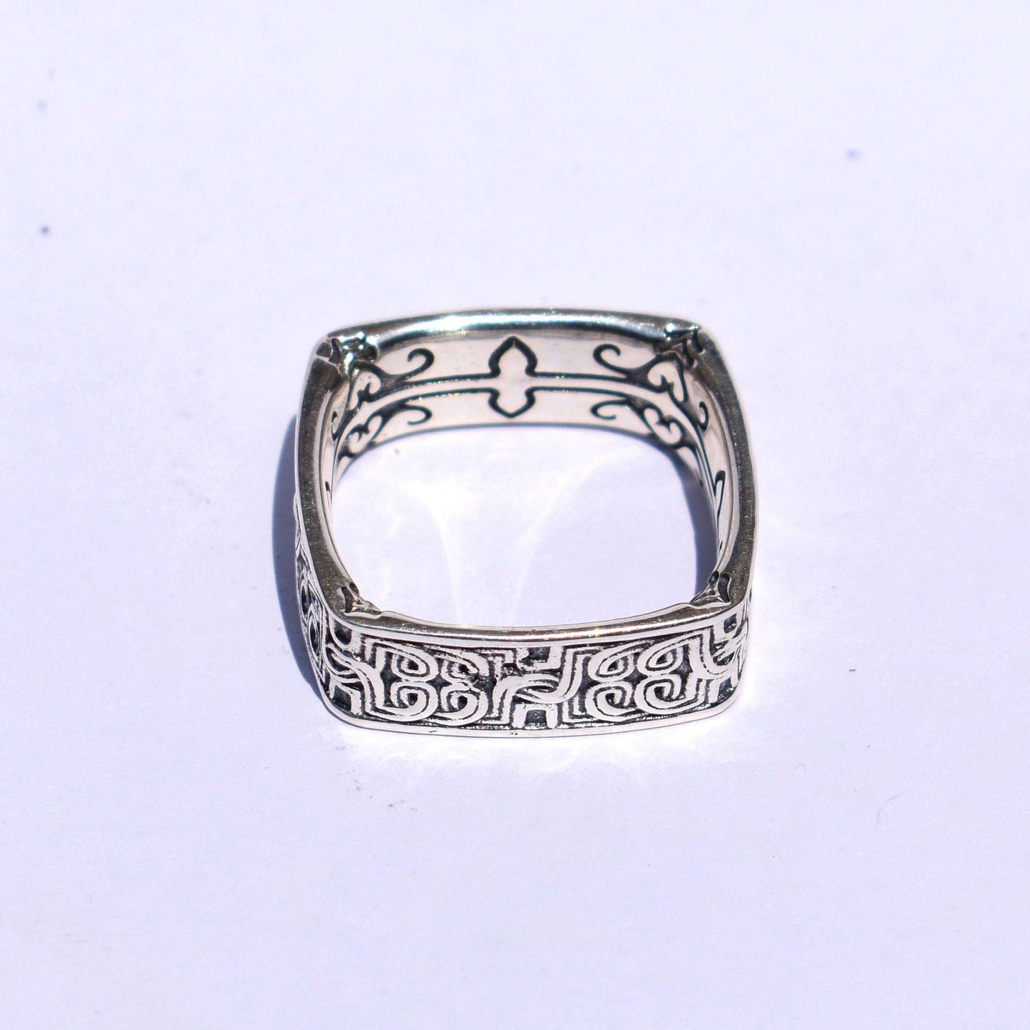 Celtic Band Square Celtic Textured Band 925 Sterling Silve