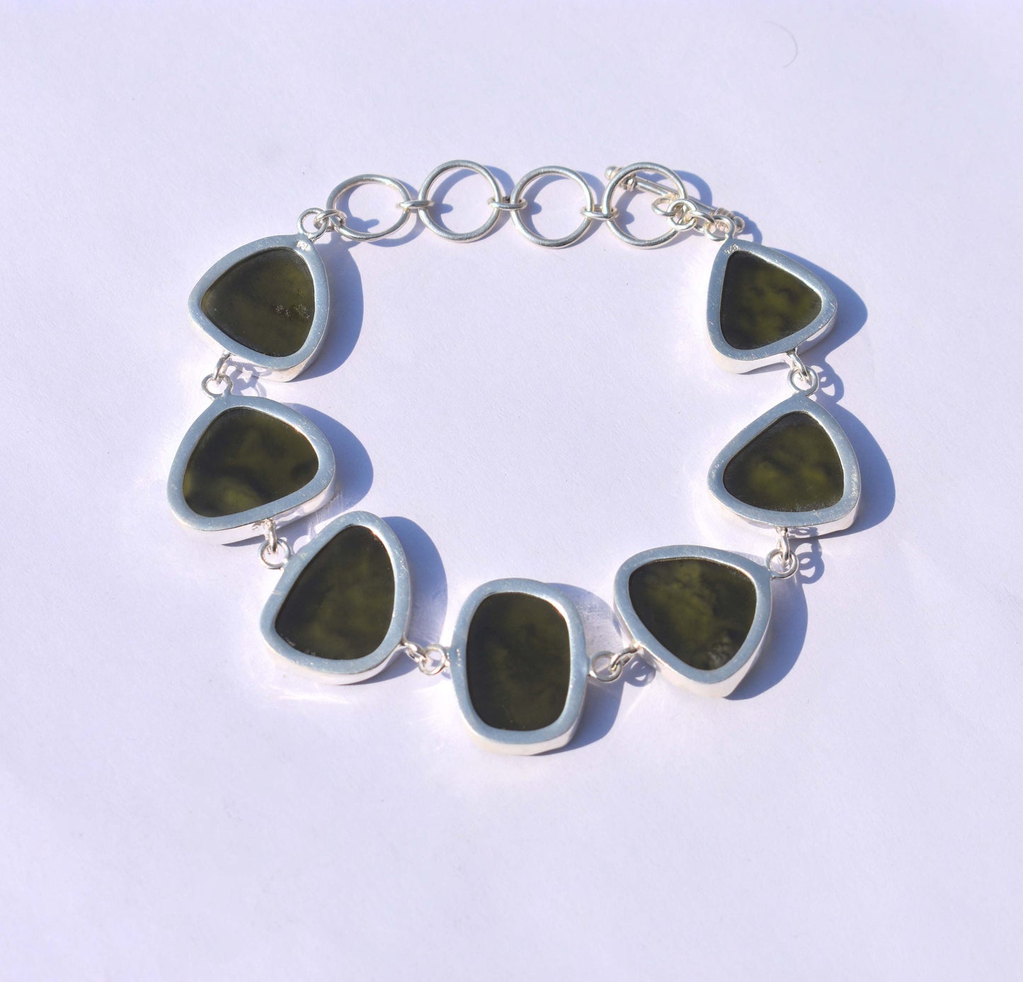Moldavite Bracelet Handmade 925 Sterling Silver Czech Republic AAA Moldavite Rough Healing Gemstone adjustable Bracelets gift Boys & Girls