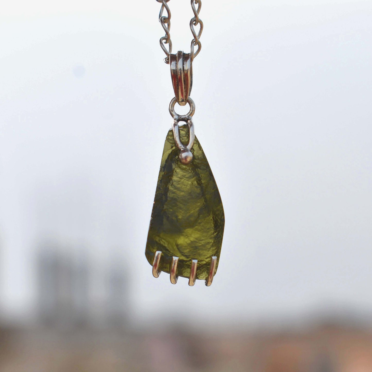 Natural 100% Genuine Raw Moldavite Pendant Meteorite 925 Sterling Silver Handmade Pendant New Design Moldavite Jewelry Gift For Women's