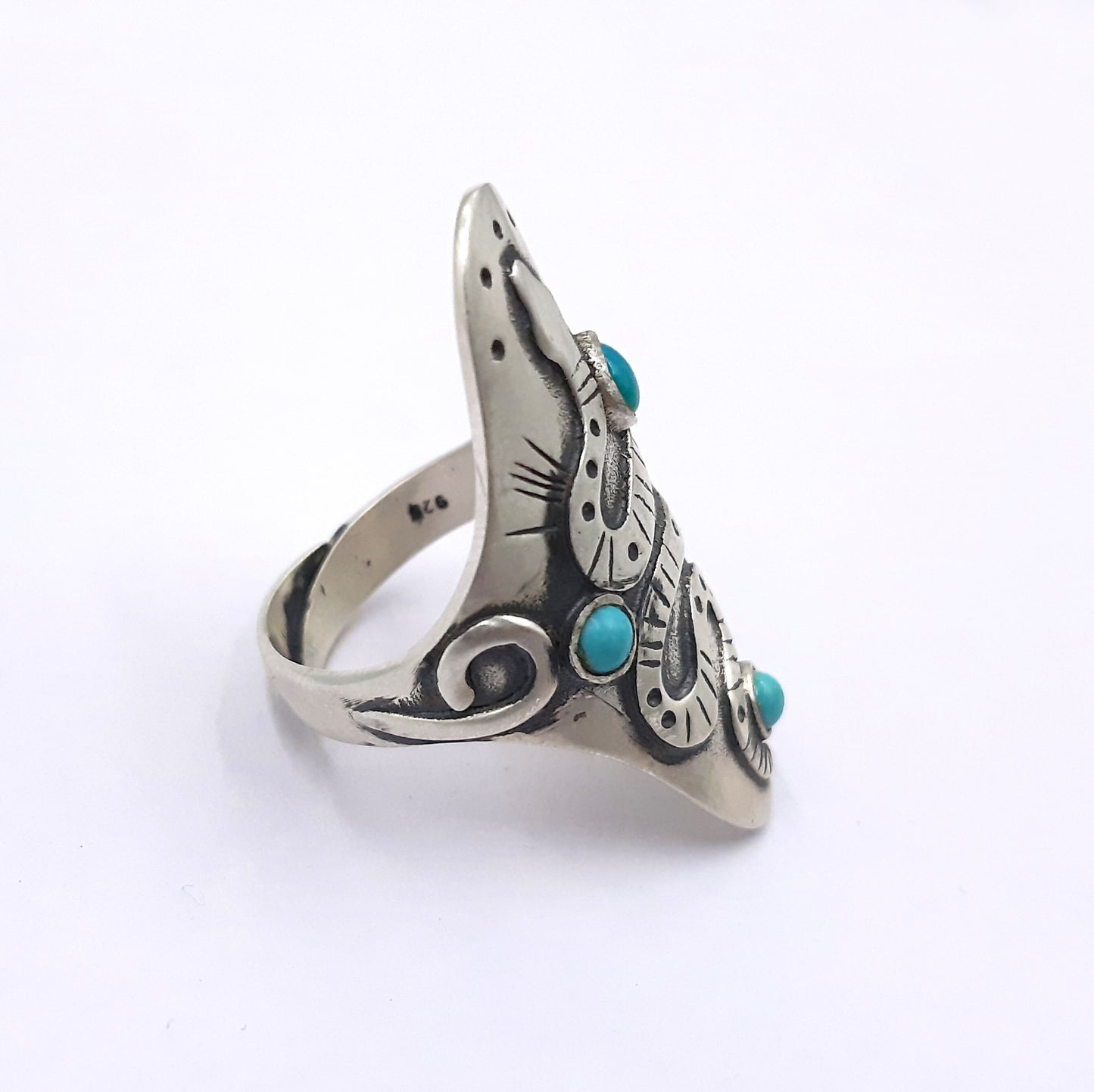 Snake ring turquoise silver ring animal ring boho ring turquoise jewellery snake jewelries Vintage Snake ring with Stone adjustable ring