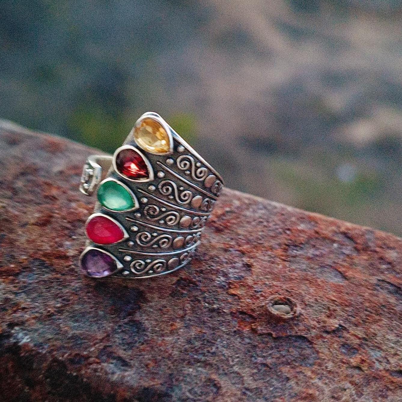 Natural Garnet Gemstone handmade 925 silver Ring Garnet Ring for Her, Unique Engagement Ring, Garnet Wedding Set All gemstone are available
