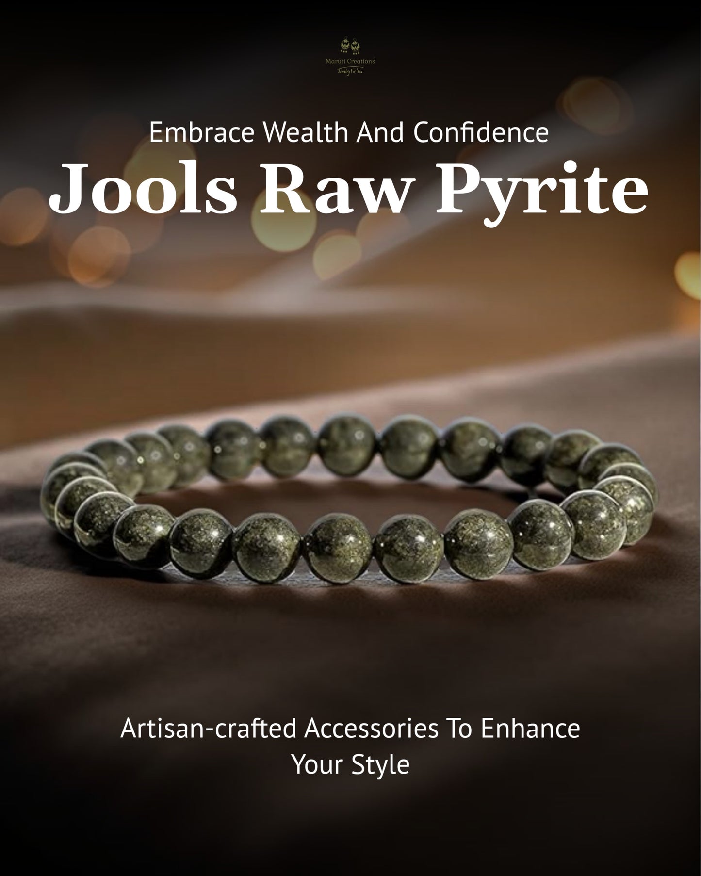 Jools Raw Pyrite Bracelet With Certificate | Attracts Money and Boost Confidence | Astrology Bracelet for Men and Women