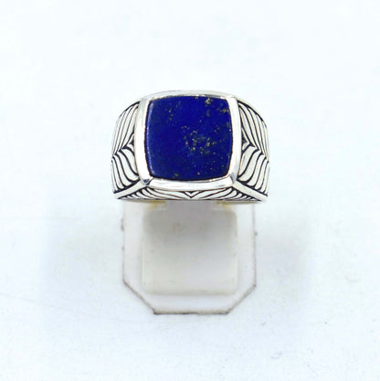 Lapis lazuli, Tigers eye, Dendrite Crystal, Amazonite, Labradorite, Green Onyx Rings Handmade 925 Sterling Silver Square Gems Statement Ring