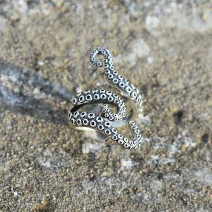 Octopus ring, gothic jewelry, mens ring Silver Octopus Ring - Adjustable Tentacles Ring, Gothic Jewelry, Punk and Emo Gift for Him/ Her