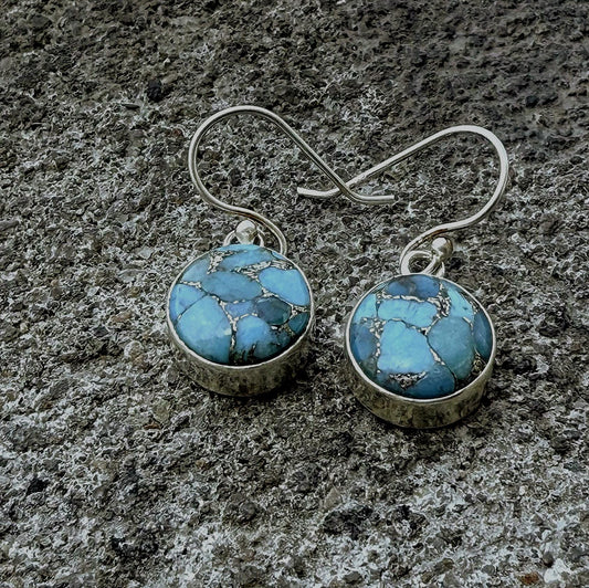 Copper Turquoise Hoop Earrings, 925 Sterling Silver, Handmade Earrings, Stylish Silver Earring, Women Earrings, For Her, Mother’s Day Gift