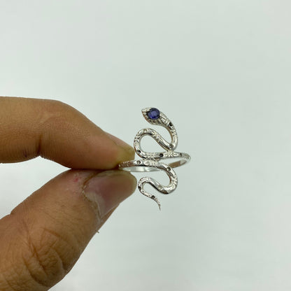 925 sterling silver snake ring silver statement ring. gemstone snake head ring