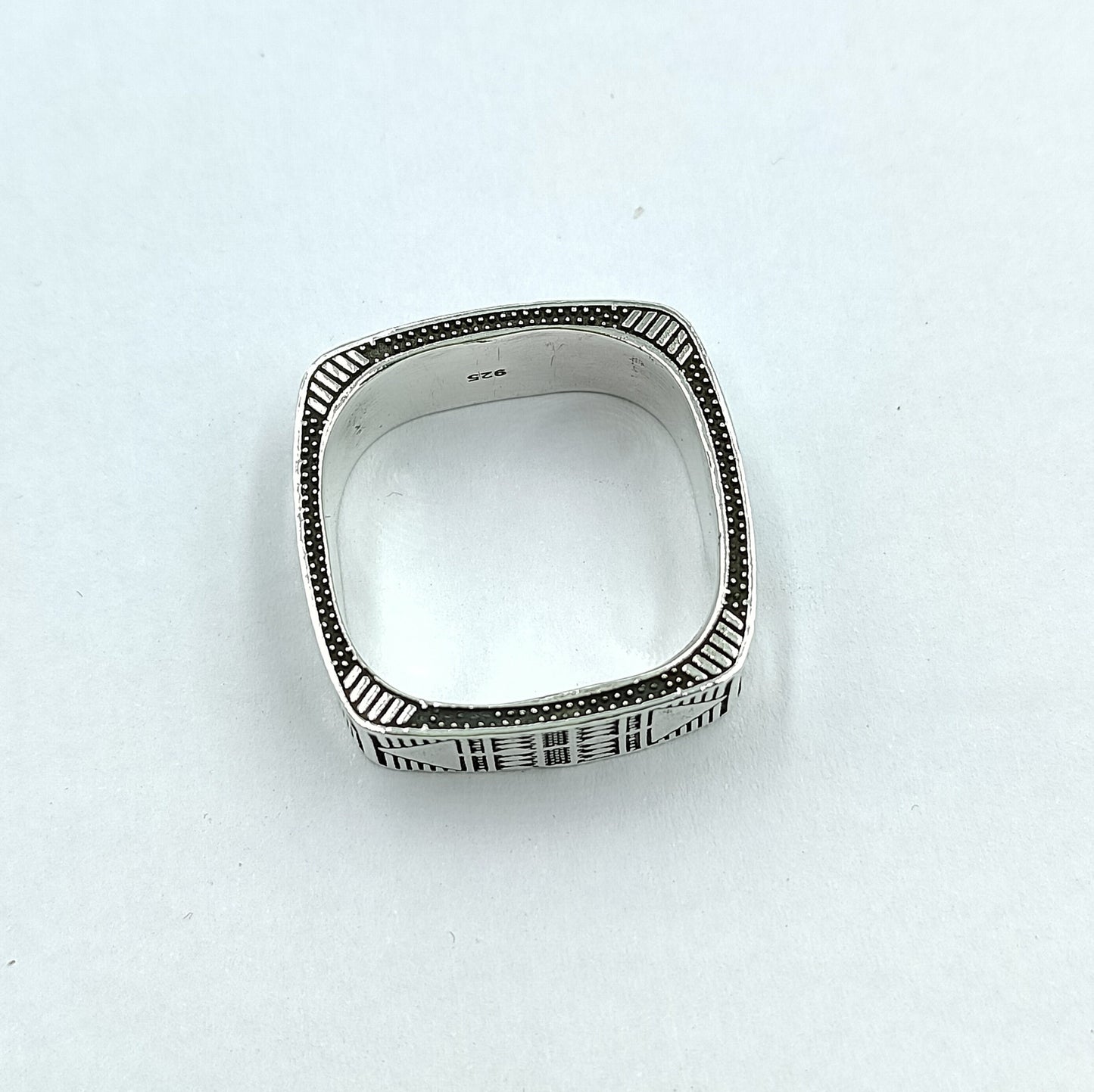Square Band Ring, Sterling Silver Square Ring, Silver Geometric Ring, Carved square Silver Ring, Silver Square Band Ring, Men's Band Ring