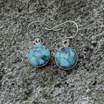 Copper Turquoise Hoop Earrings, 925 Sterling Silver, Handmade Earrings, Stylish Silver Earring, Women Earrings, For Her, Mother’s Day Gift