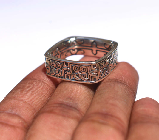 Celtic Band Square Celtic Textured Band 925 Sterling Silve
