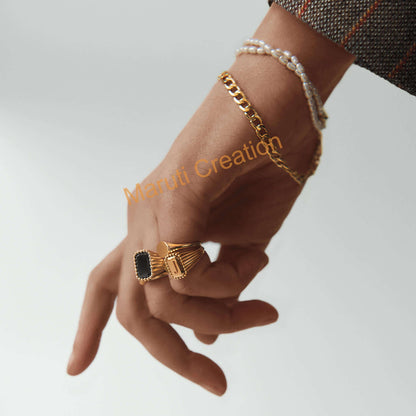 Onyx Rings 925 Sterling Silver 18k Gold Vermeil Black Onyx Pinky Signet Ring Handmade jewelry Beautiful Chunky Rings For Boys & Girls
