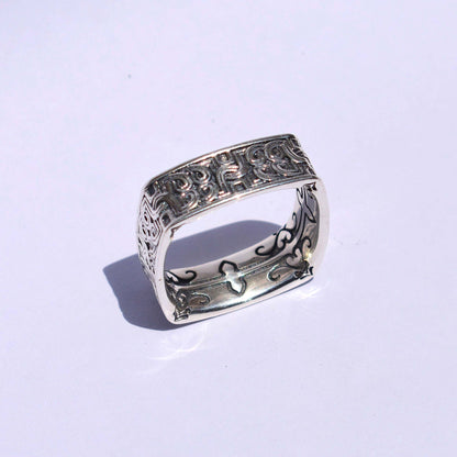Celtic Band Square Celtic Textured Band 925 Sterling Silve