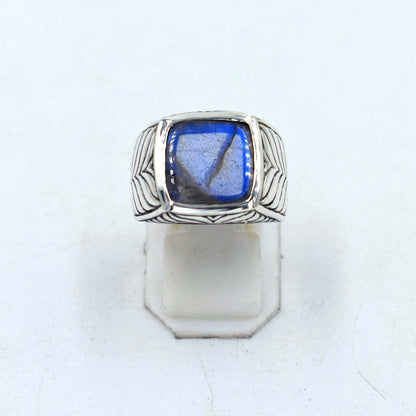 Lapis lazuli, Tigers eye, Dendrite Crystal, Amazonite, Labradorite, Green Onyx Rings Handmade 925 Sterling Silver Square Gems Statement Ring