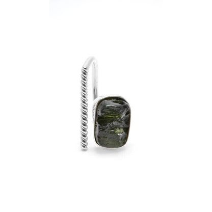 Moldavite Ring AAA+ Natural Czech Republic Moldavite Rough Healing Gemstone Handmade Rings Adjustable twisted wire 925 Sterling Silver Rings