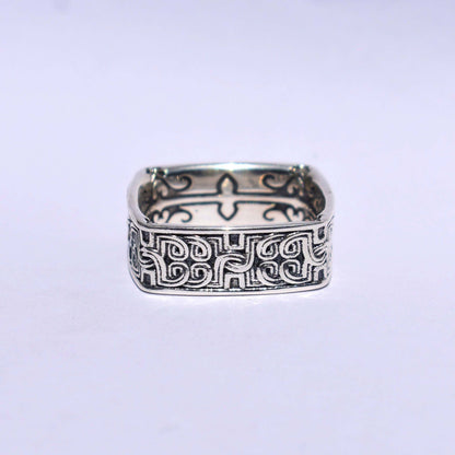 Celtic Band Square Celtic Textured Band 925 Sterling Silve
