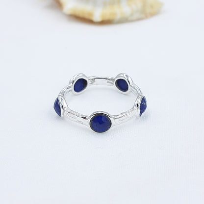 Blue Lapis Lazuli Eternity Ring, Dainty Stacking Ring, Band Ring, Lapis Lazuli Ring, Lapis Gemstone Ring, Blue Stone Band Ring
