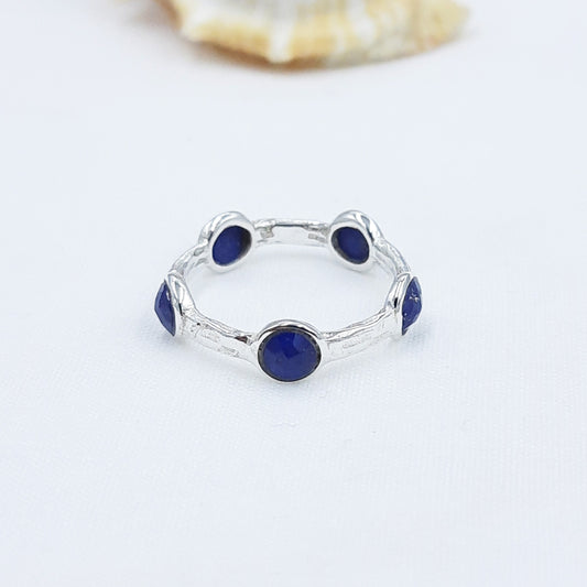 Blue Lapis Lazuli Eternity Ring, Dainty Stacking Ring, Band Ring, Lapis Lazuli Ring, Lapis Gemstone Ring, Blue Stone Band Ring