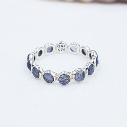 Iolite Full Eternity Band Stackable Ring Infinity Band 925 Sterling Silver Engagement Anniversary Ring Mothers Day Gift September Birthstone