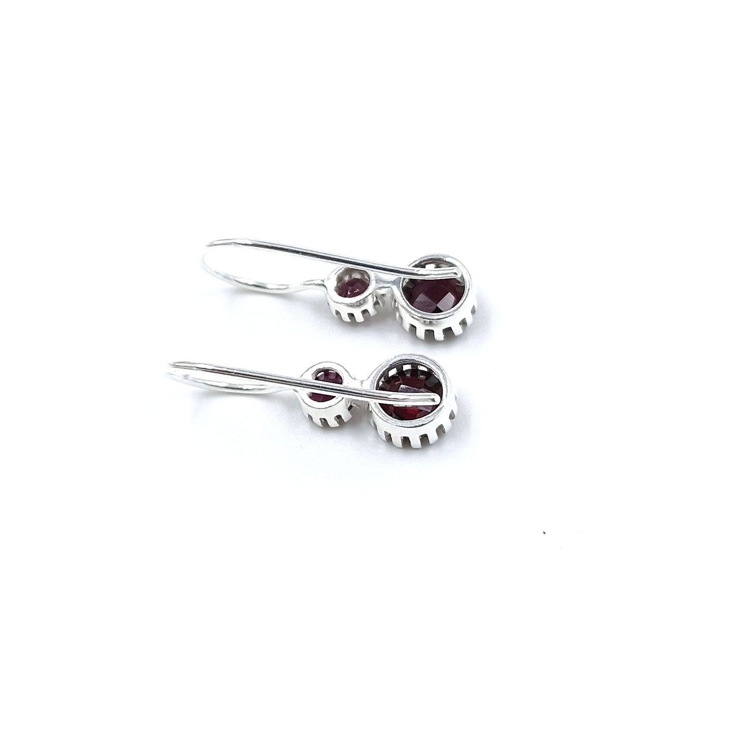 Labradorite, garnet, Moonstone, Rose Quartz dual stone earrings Gold Plated & Sterling Silver Round Stone earring prong setting Earrings