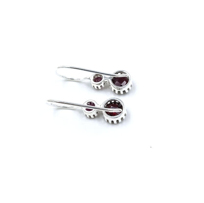 Labradorite, garnet, Moonstone, Rose Quartz dual stone earrings Gold Plated & Sterling Silver Round Stone earring prong setting Earrings