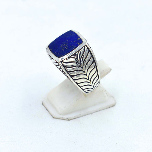 Lapis lazuli, Tigers eye, Dendrite Crystal, Amazonite, Labradorite, Green Onyx Rings Handmade 925 Sterling Silver Square Gems Statement Ring