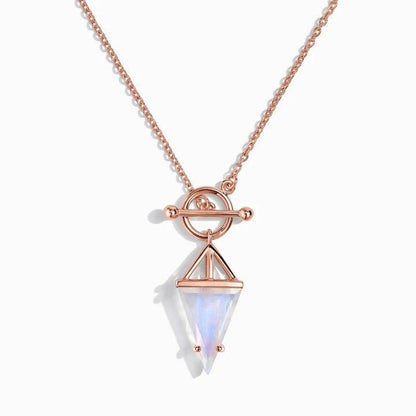 Rainbow Moonstone Necklace Handmade 925 Sterling Silver Gold Vermeil Rose Gold Vermeil Triangle Rainbow Moonstone Pendant gift Woman & Girls