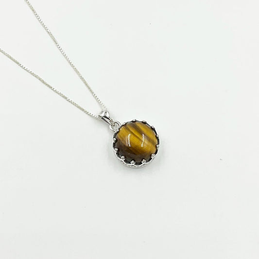 Natural Tiger Eye Pendant , Tiger Eye Gemstone Pandant , Healing Pendant , 925 Sterling Silver Jewelry for him/her