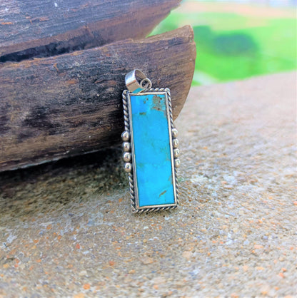 Turquoise Gemstone Pendant 925 Sterling Silver Kingman Turquoise Handmade Pendant |Turquoise Jewelry | Gift For Him | Big Pendant Best Gift