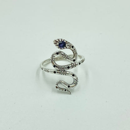 925 sterling silver snake ring silver statement ring. gemstone snake head ring