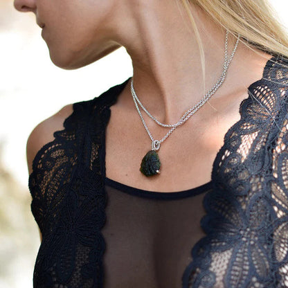 Moldavite Pendant 925 Sterling Silver AAA+ Quality Natural Czech Moldavite Rough Healing Gemstone Handmade Pendants gift Sister wife mother