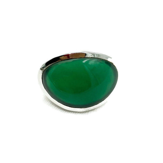 Natural Green Onyx Band Ring 925 Sterling Silver Gemstone Onyx  Midi Ring, Oval Green Onyx Silver Ring