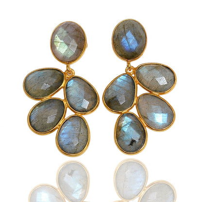 Green Onyx, Labradorite, Chalcedony, Rainbow Moonstone, Rose Quartz Earrings 925 silver Gold Plated Handmade Jewelry woman Birthday gift