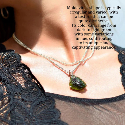 Moldavite Pendant 925 Sterling Silver AAA+ Quality Natural Czech Moldavite Rough Healing Gemstone Handmade Pendants gift Sister wife mother