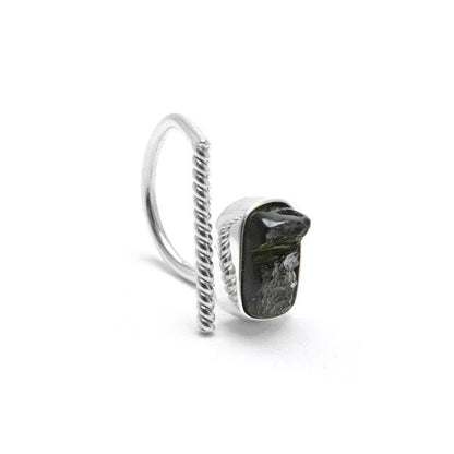 Moldavite Ring AAA+ Natural Czech Republic Moldavite Rough Healing Gemstone Handmade Rings Adjustable twisted wire 925 Sterling Silver Rings