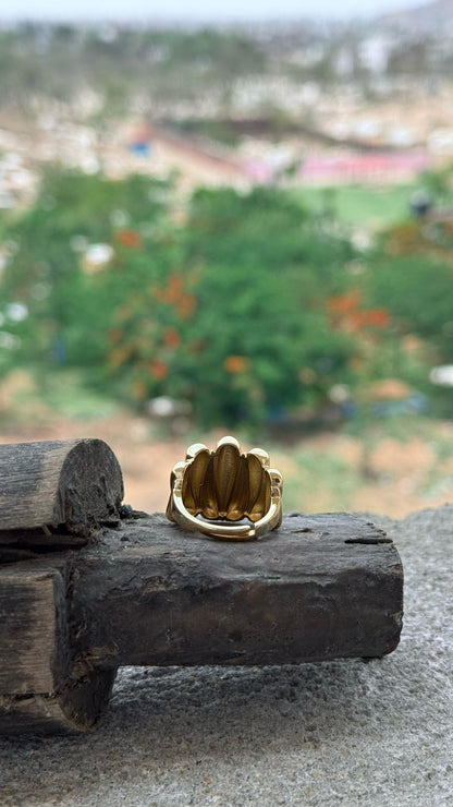 Gold Dome Ring Thick Chunky Ring Adjustable